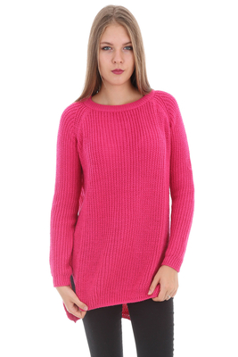 15268 ÖNÜ KISA TRİKO KAZAK - Fuşya - BİGDART