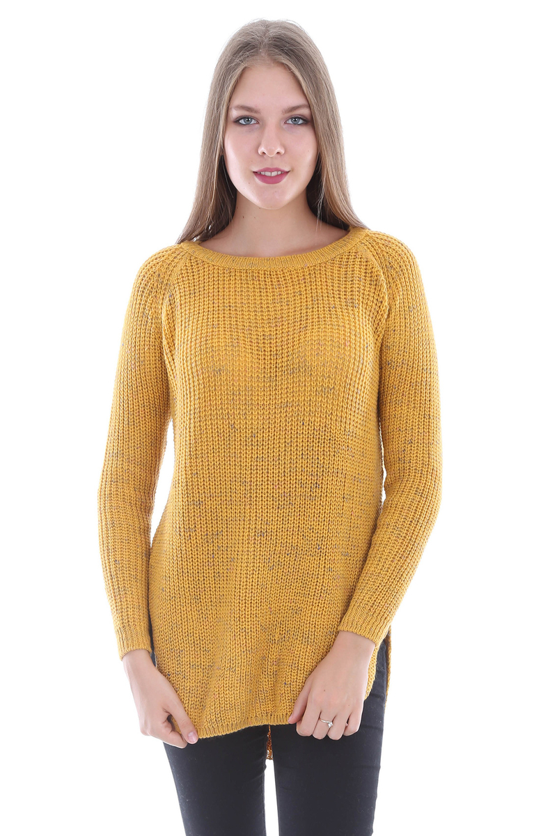 15268 ÖNÜ KISA TRİKO KAZAK - Hardal - BİGDART