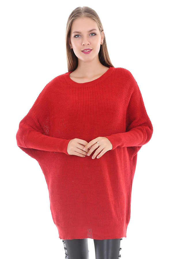 15281 SELANİK SALAŞ TRİKO KAZAK - Kırmızı - BİGDART