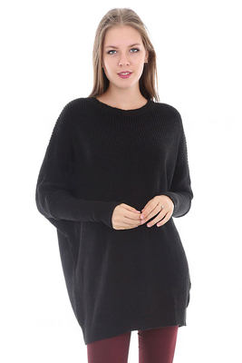 15281 SELANİK SALAŞ TRİKO KAZAK - Siyah - BİGDART