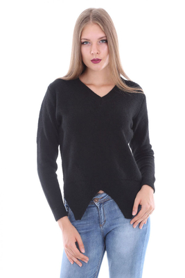 15286 V YAKA TRİKO KAZAK - Siyah - BİGDART