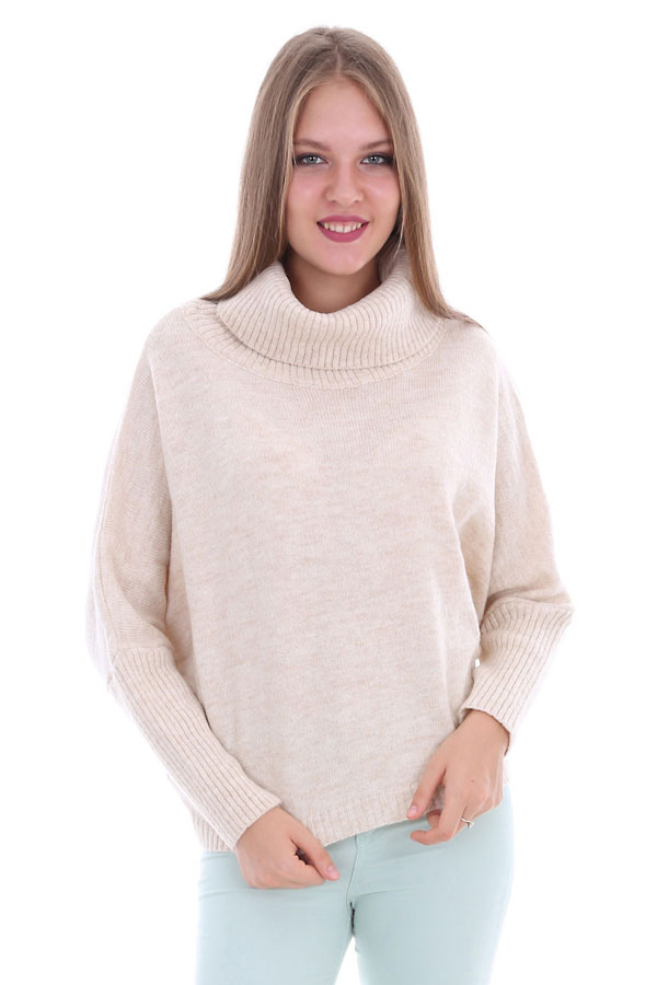 15287 DEGAJE YAKA TRİKO KAZAK - Bej - BİGDART