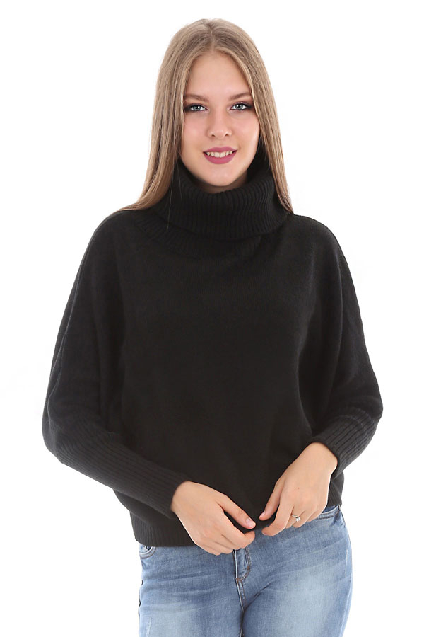 15287 DEGAJE YAKA TRİKO KAZAK - Siyah - BİGDART