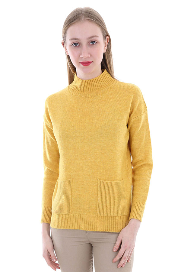 15289 ÇİFT CEPLİ KAZAK - Hardal - BİGDART