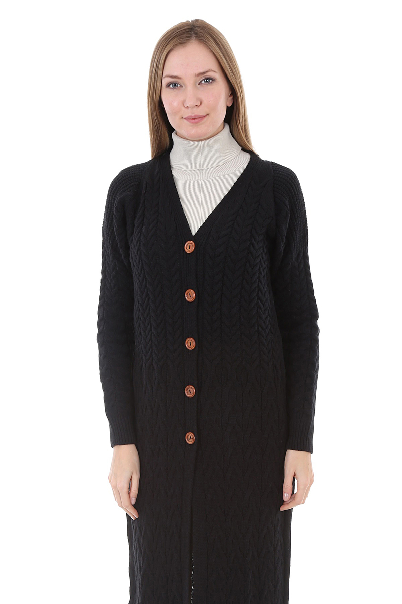 15290 BOYDAN DÜĞMELİ TRİKO HIRKA - Siyah - BİGDART