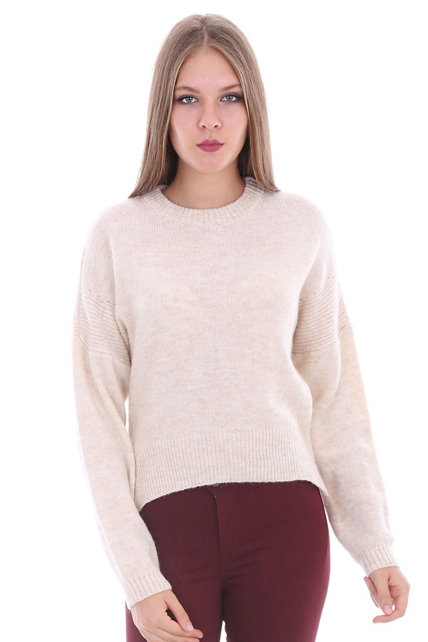 15297 ÖNÜ KISA TRİKO KAZAK - Bej - BİGDART