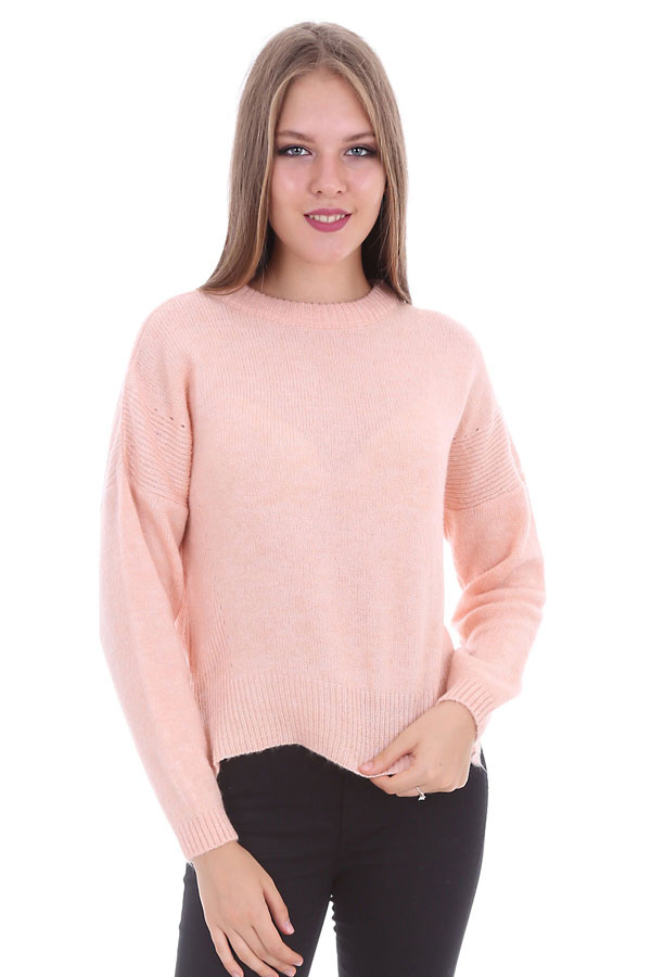 15297 ÖNÜ KISA TRİKO KAZAK - Pudra - BİGDART