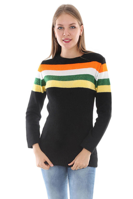 15301 KOLU ÇİZGİLİ TRİKO KAZAK - Siyah - BİGDART