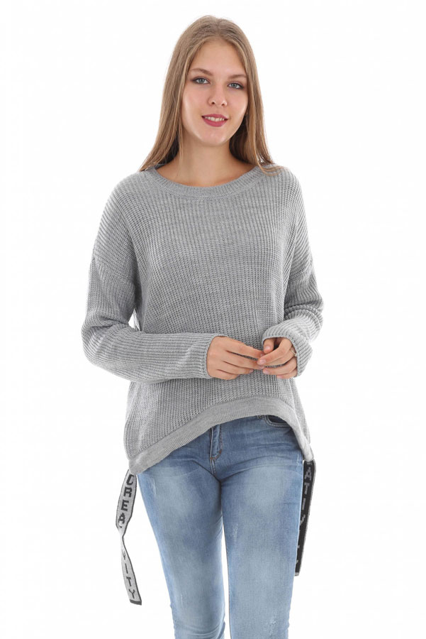 15304 BÜZGÜLÜ TRİKO KAZAK - Gri - BİGDART