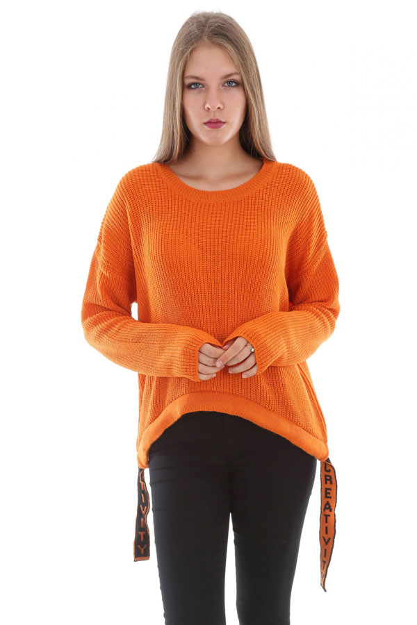 15304 BÜZGÜLÜ TRİKO KAZAK - Turuncu - BİGDART