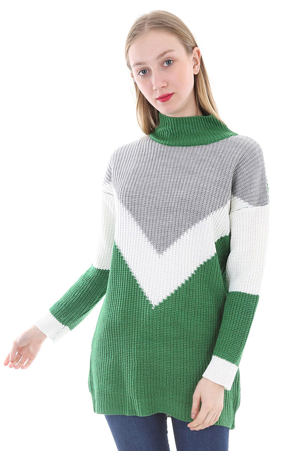 15308 ÖNÜ V TRİKO KAZAK - Yeşil - BİGDART