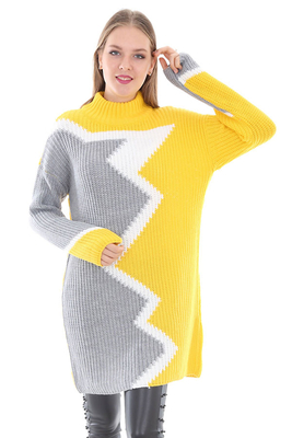 15311 RENKLİ BALIKÇI TRİKO TUNİK - Sarı - BİGDART