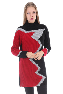 15311 RENKLİ BALIKÇI TRİKO TUNİK - Siyah - BİGDART