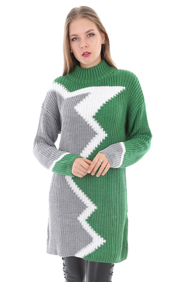 15311 RENKLİ BALIKÇI TRİKO TUNİK - Yeşil - BİGDART