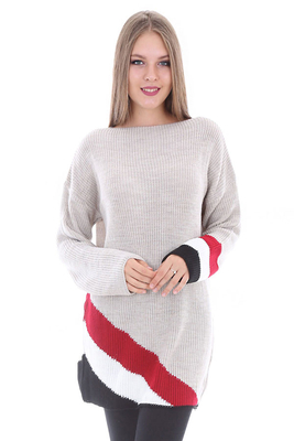 15312 KAYIK YAKA TRİKO TUNİK - Bej - BİGDART