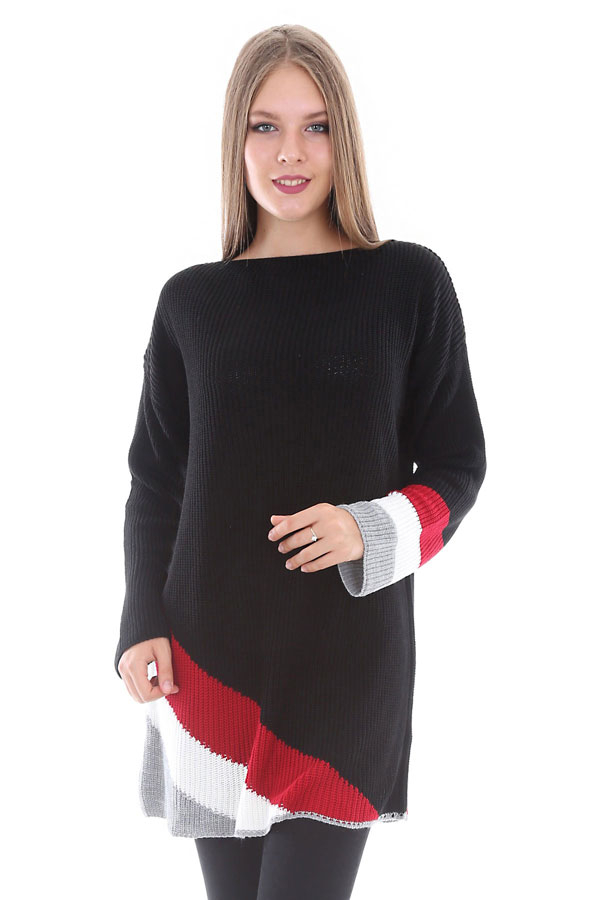 15312 KAYIK YAKA TRİKO TUNİK - Siyah - BİGDART