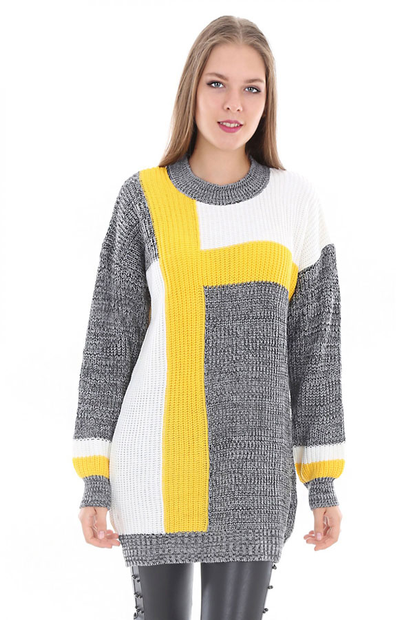 15313 BİSİKLET YAKA TRİKO TUNİK - Gri - BİGDART