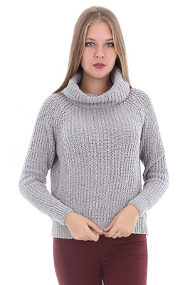 15322 DEGAJE YAKA SELANİK KAZAK - Gri - BİGDART