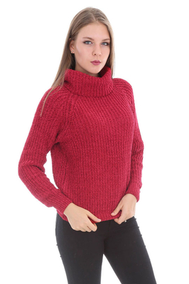 15322 DEGAJE YAKA SELANİK KAZAK - Kırmızı - BİGDART