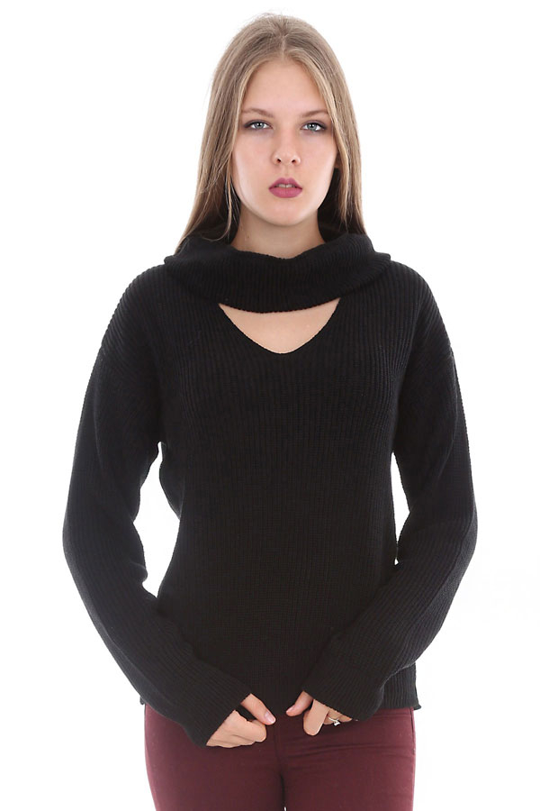 15329 V DEGAJE TRİKO KAZAK - Siyah - BİGDART