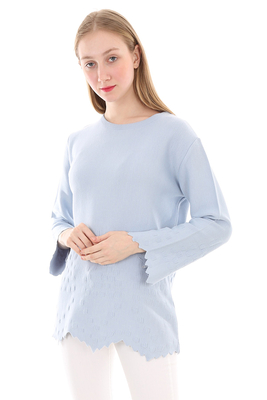 15576 ETEKLERİ ZİKZAK DESENLİ KAZAK - Mavi - BİGDART