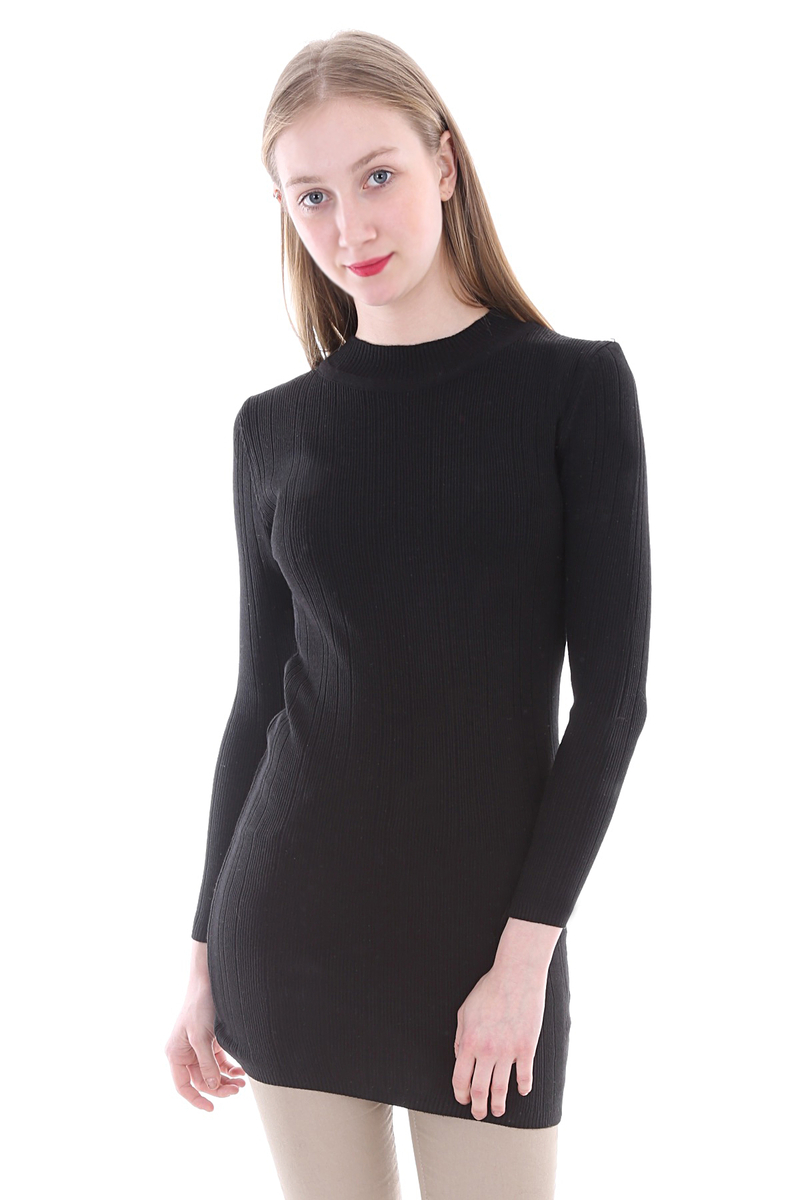 15577 YARIM BALIKÇI TRİKO TUNİK - Siyah - BİGDART