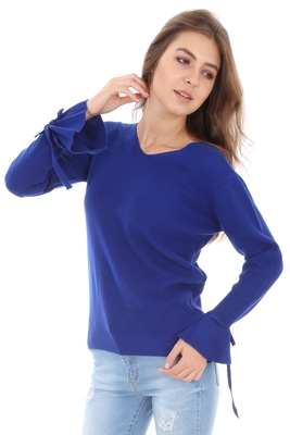 15578 SIRTI ÇAPRAZ TRİKO KAZAK - Saks - BİGDART