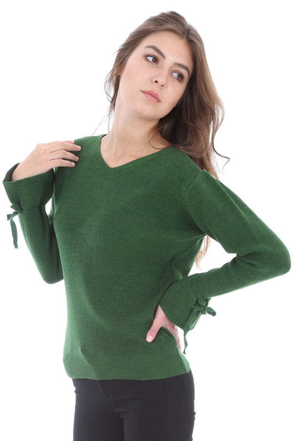 15578 SIRTI ÇAPRAZ TRİKO KAZAK - Yeşil - BİGDART