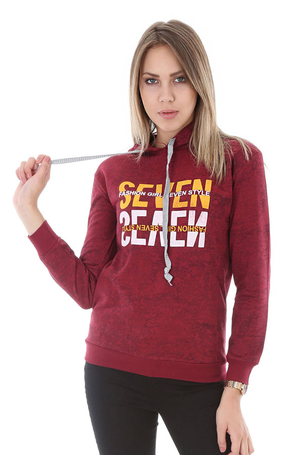 15580 SEVEN BASKILI SWEATSHIRTS - Bordo - BİGDART