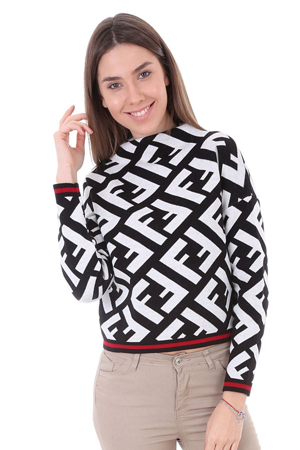 15581 F DESEN TRİKO KAZAK - Siyah - BİGDART