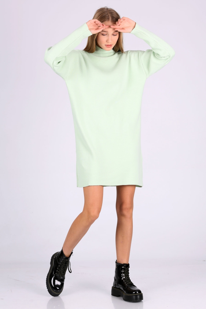 15765 Boğazlı Triko Tunik - E.Yeşil - BİGDART