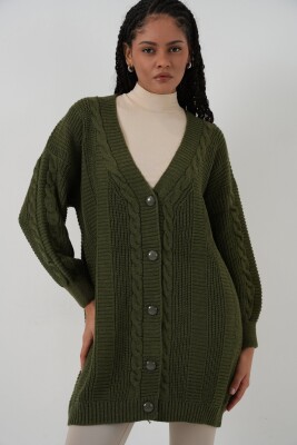 15768 Tesettür Triko Hırka - Haki 