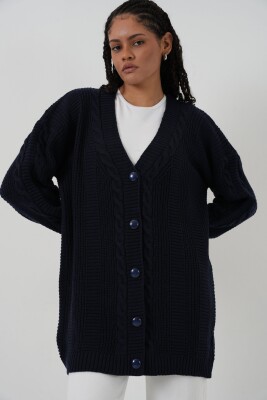 15768 Tesettür Triko Hırka - Lacivert 