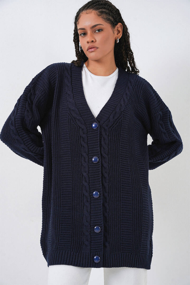 15768 Tesettür Triko Hırka - Lacivert - BİGDART