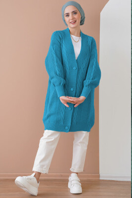 15768 Tesettür Triko Hırka - B.Mavi 