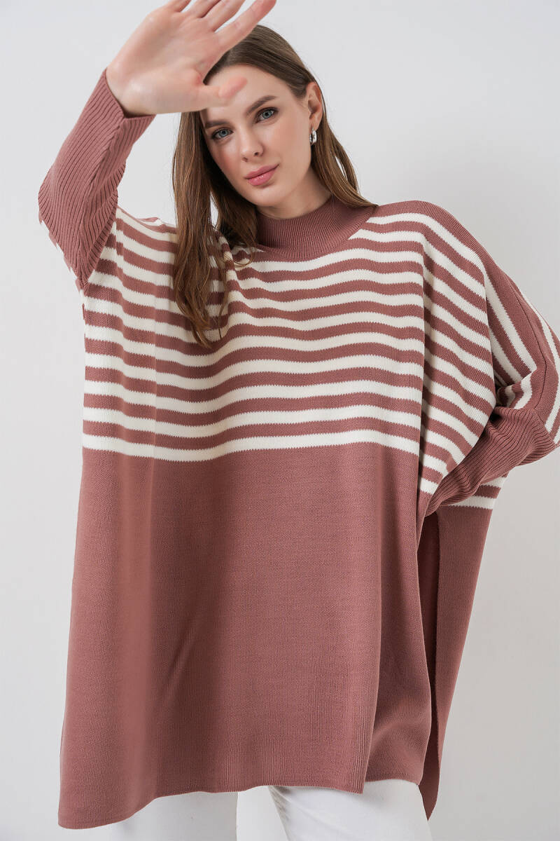 15783 Yırtmaçlı Panço Kazak - D.Gül Kurusu - BİGDART