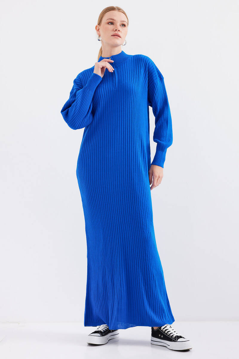 15839 Boydan Triko Elbise - Saks - BİGDART