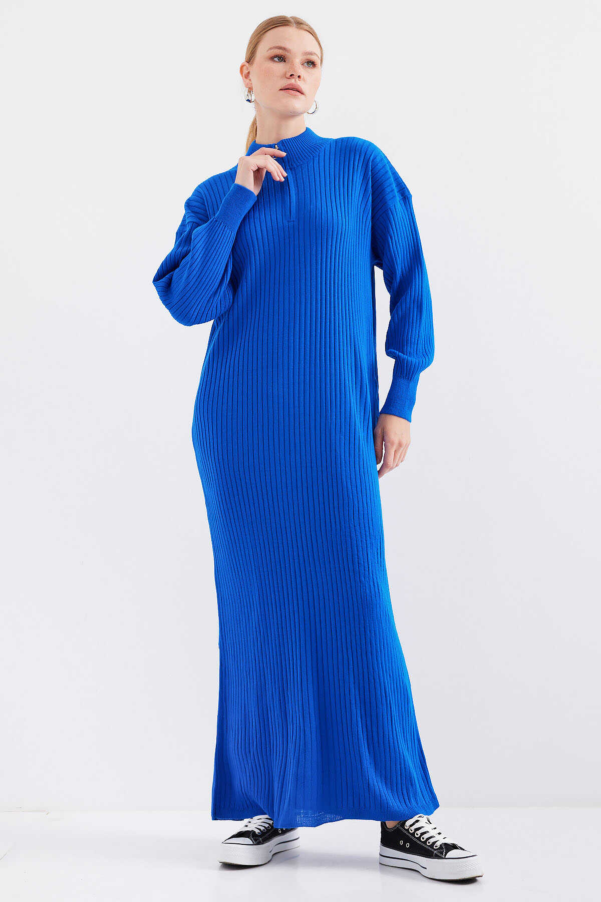 15839 Boydan Triko Elbise - Saks - 1
