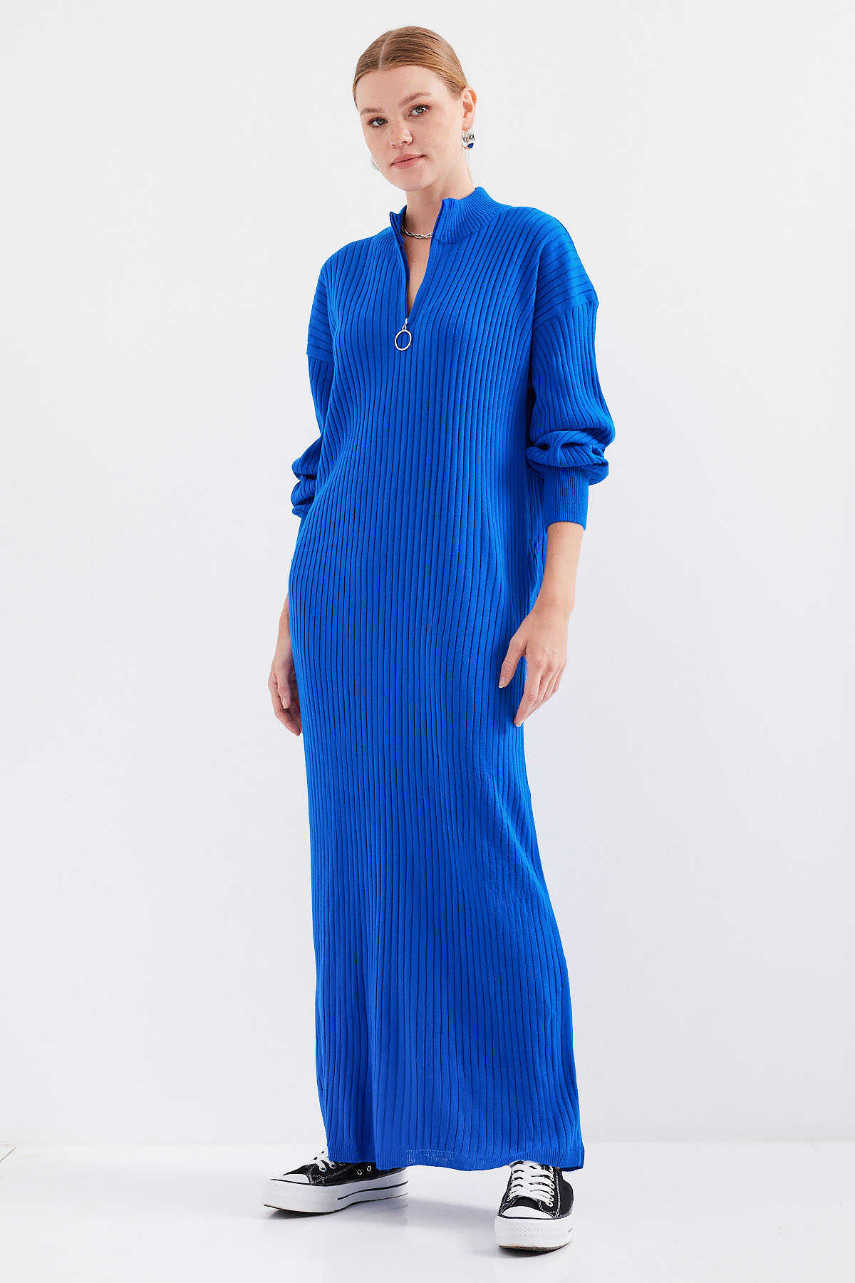 15839 Boydan Triko Elbise - Saks - 3
