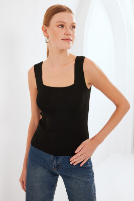 15878 Askılı Top Bluz - Siyah 