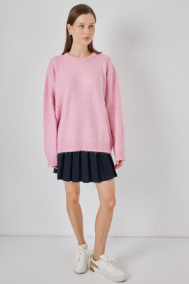 15895 Kadın Oversize Triko Kazak - A. Pembe - 2