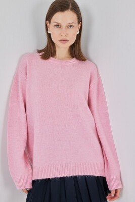 15895 Kadın Oversize Triko Kazak - A. Pembe - 4