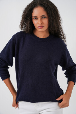 15895 Kadın Oversize Triko Kazak - K. Lacivert 