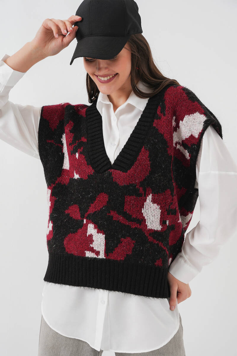 15923 Kadın Oversize Triko Süveter - Siyah - BİGDART