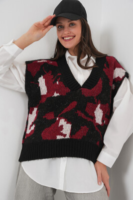 15923 Kadın Oversize Triko Süveter - Siyah - 3