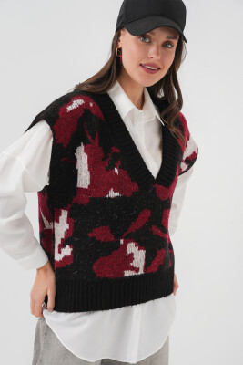 15923 Kadın Oversize Triko Süveter - Siyah - 5