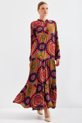 1627 Yaka Bağcıklı Tesettür Elbise - A.Hardal 