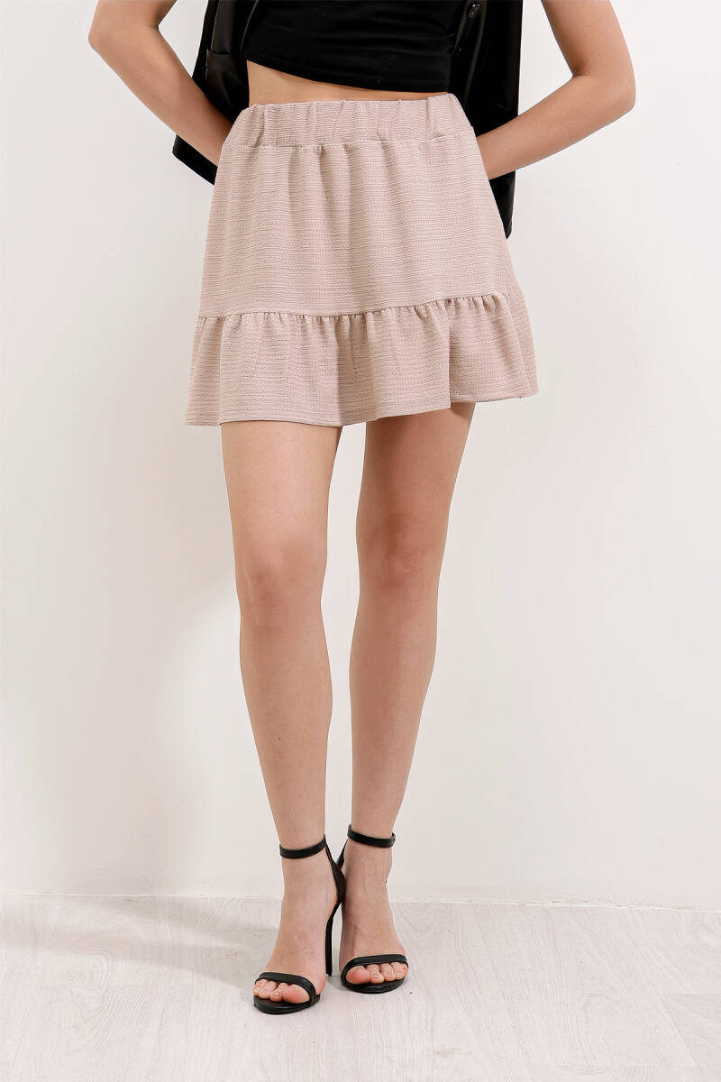 1884 Örme Mini Etek - Bej - BİGDART