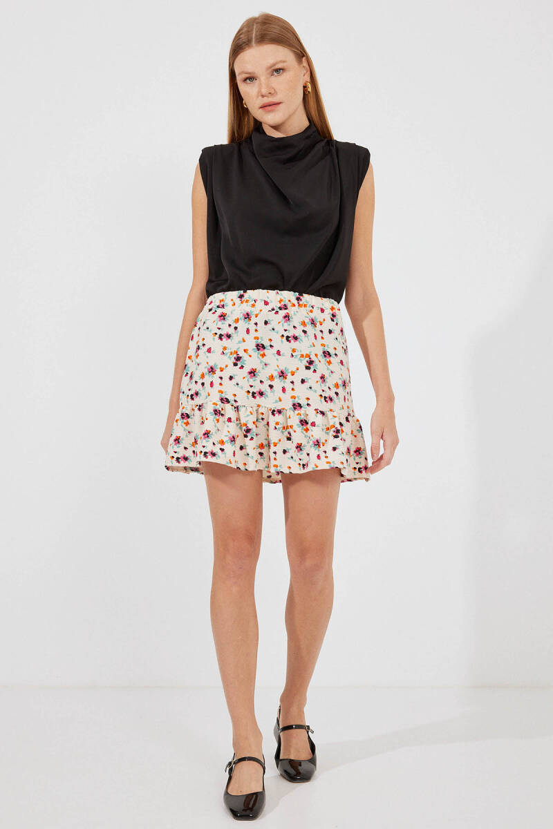 1884 Örme Mini Etek - Krem - BİGDART