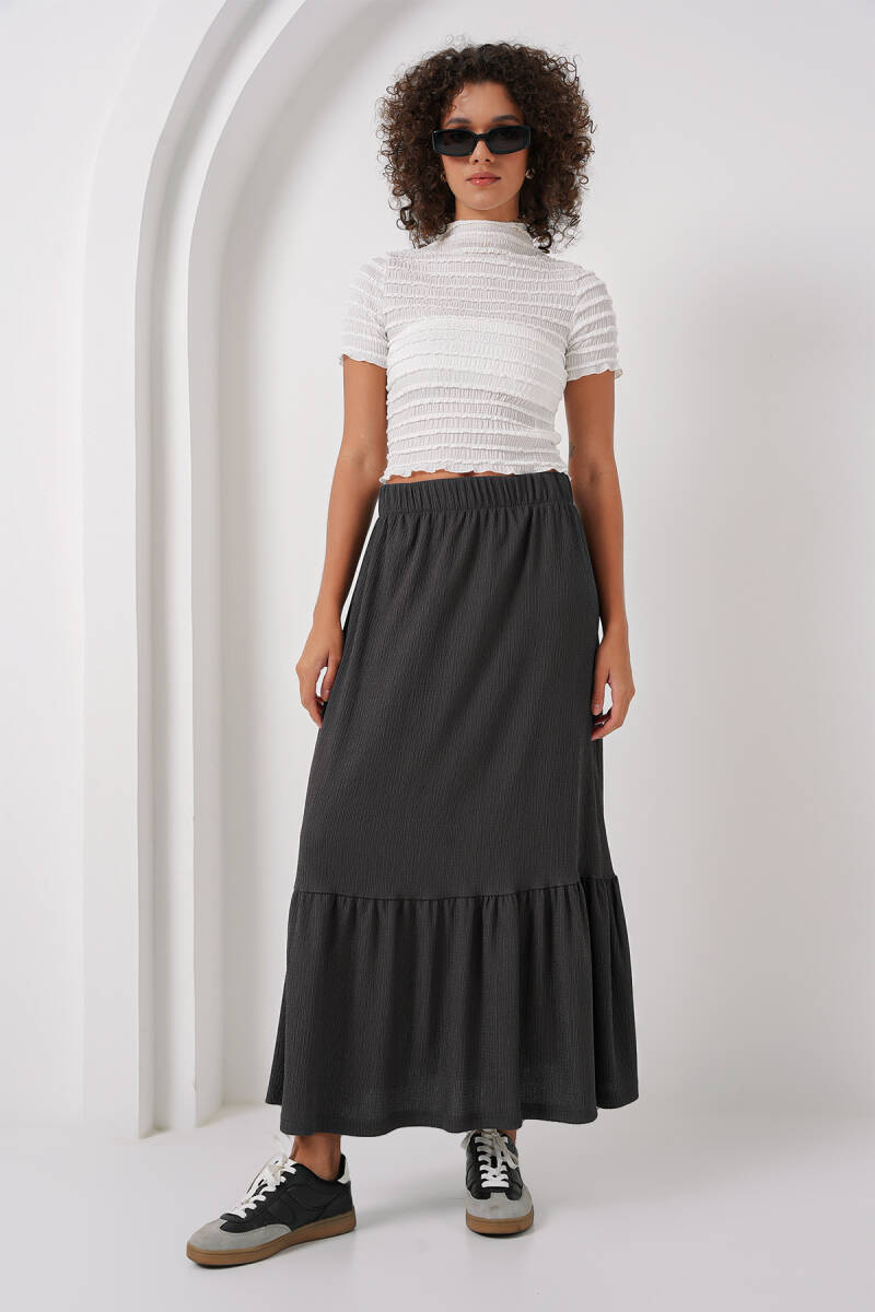 1886 Uzun Örme Etek - Antrasit - BİGDART